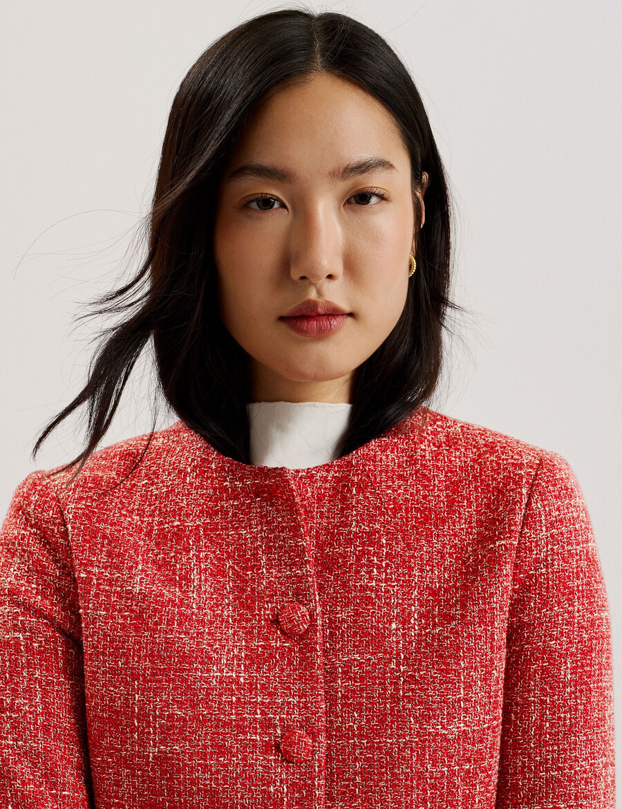 sumi - chaqueta de cuello redondo con bouclé recortada