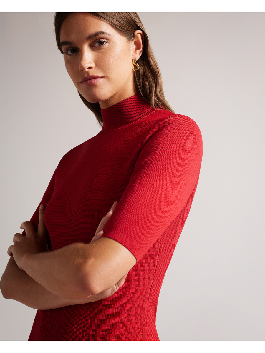 canddy - vestido mini ajustado de punto con dobladillo plisado