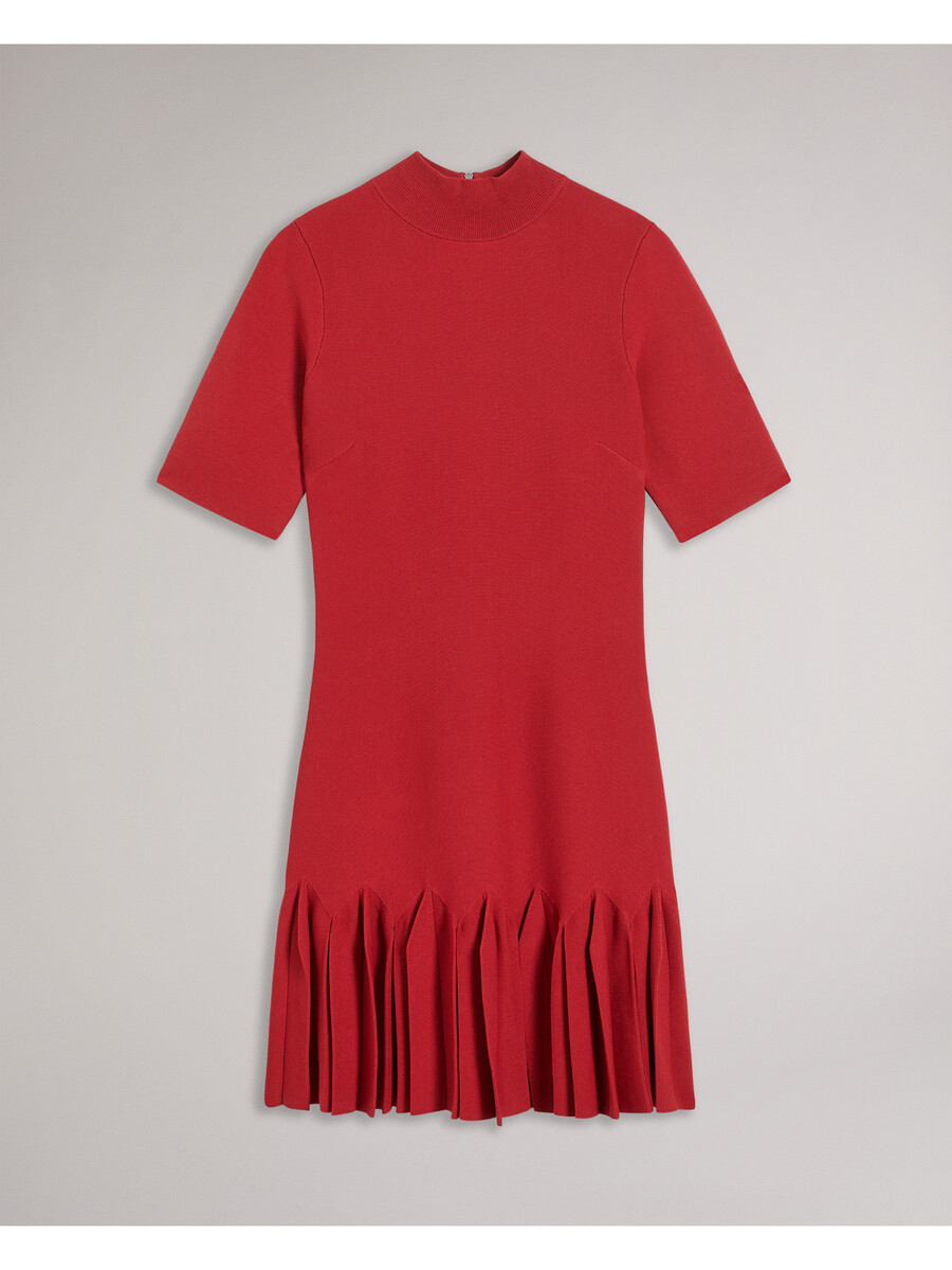 canddy - vestido mini ajustado de punto con dobladillo plisado