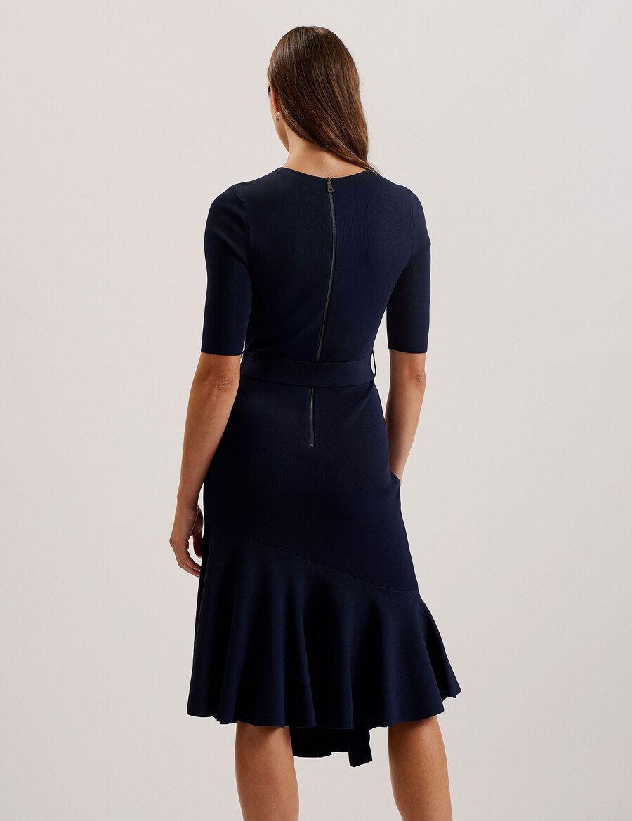 samalee - vestido midi de punto con dobladillo volteado