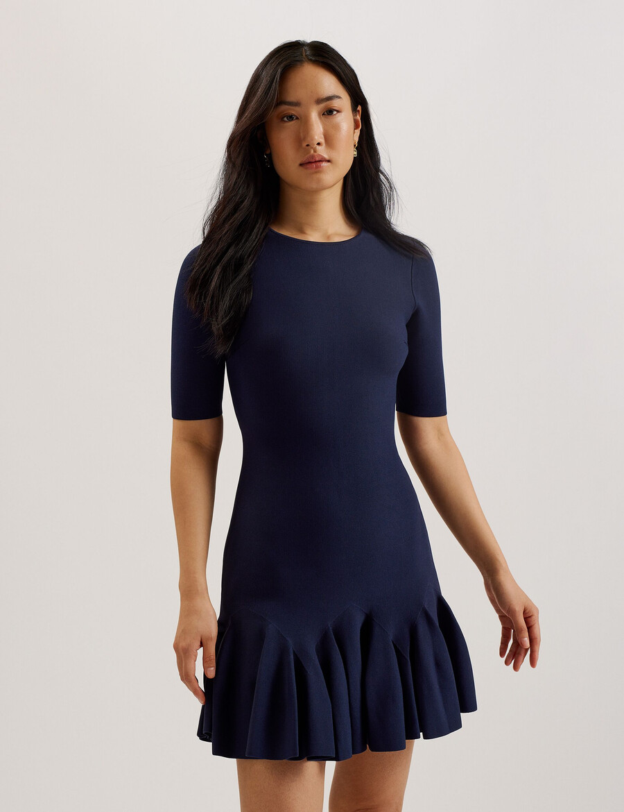 alzann - vestido mini ajustado de punto con dobladillo plisado