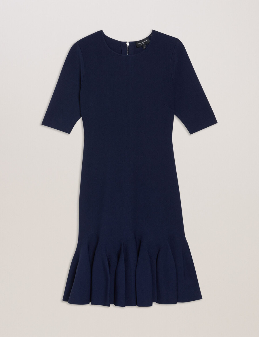 alzann - vestido mini ajustado de punto con dobladillo plisado