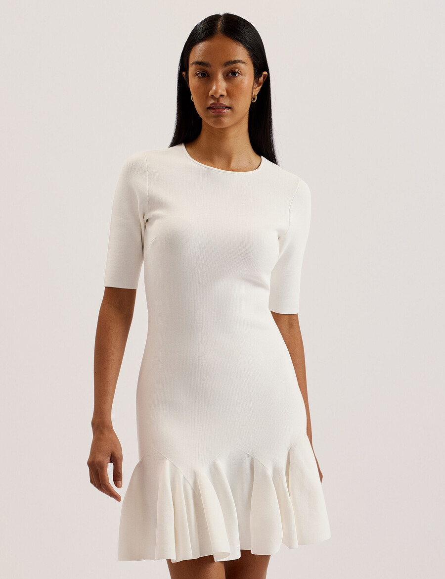 alzann - vestido mini ajustado de punto con dobladillo plisado