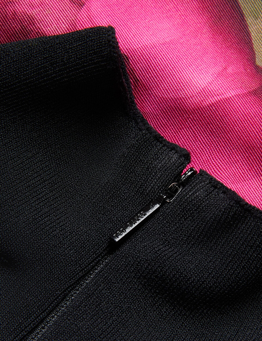 asnes - vestido midi de punto con falda estampada