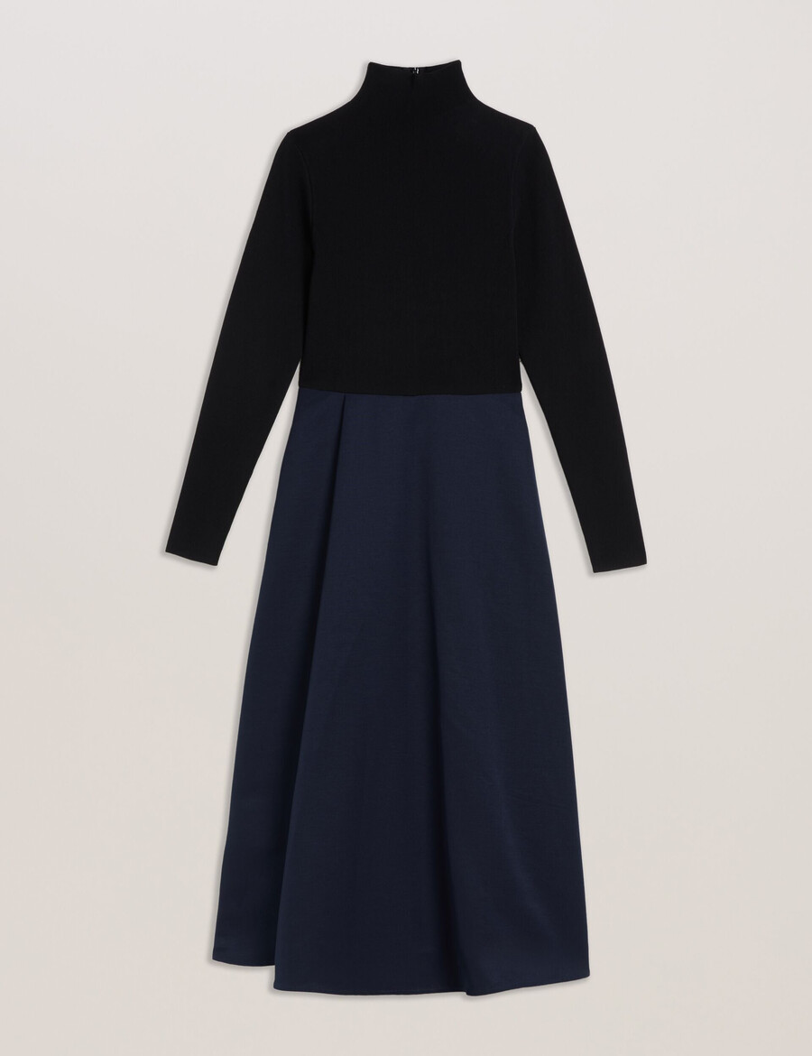 chira - vestido midi de punto con falda cruzada