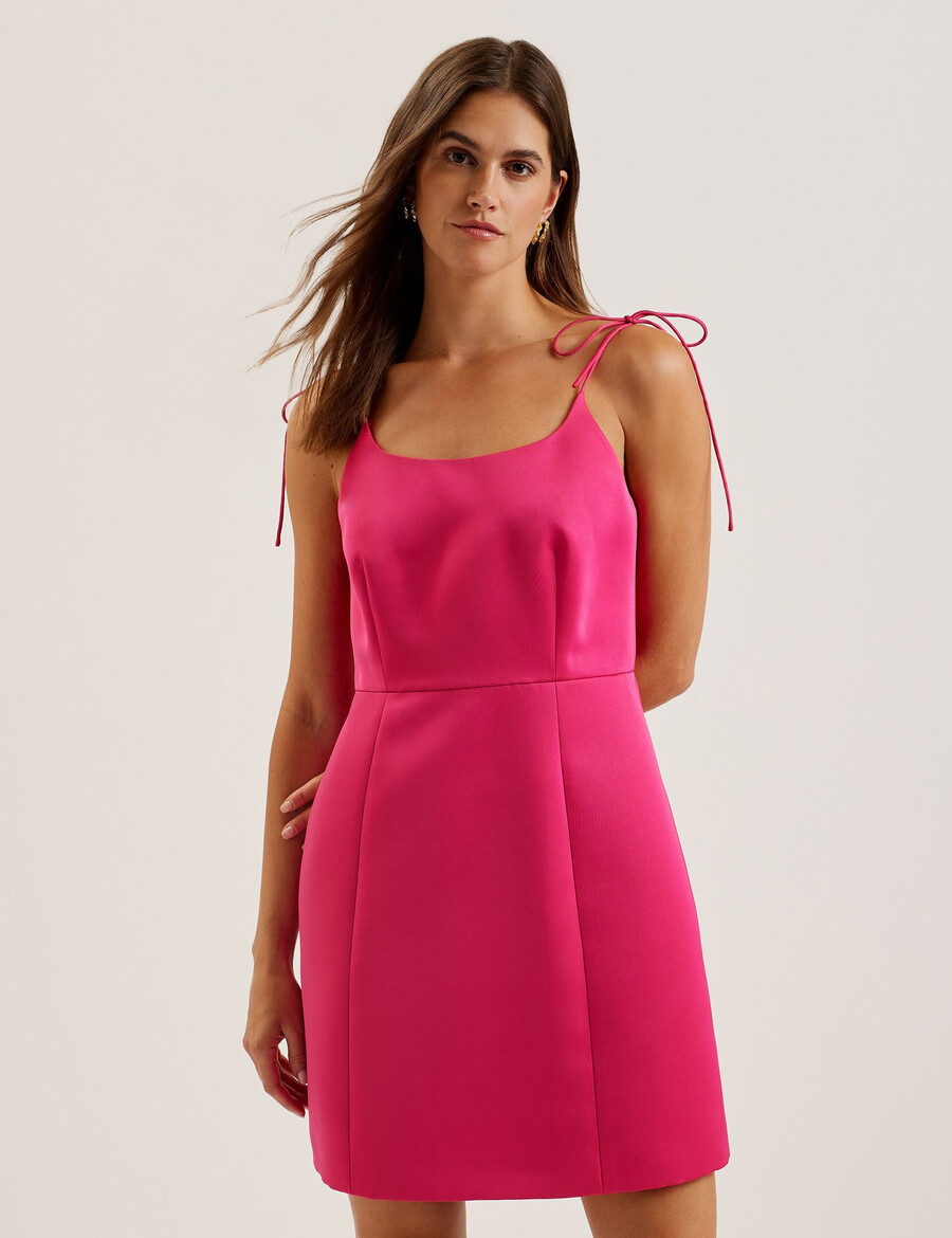 kavala - vestido mini con escote cuadrado y tirantes anudados