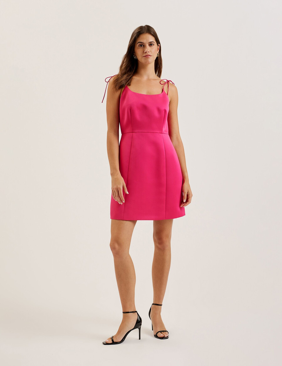 kavala - vestido mini con escote cuadrado y tirantes anudados
