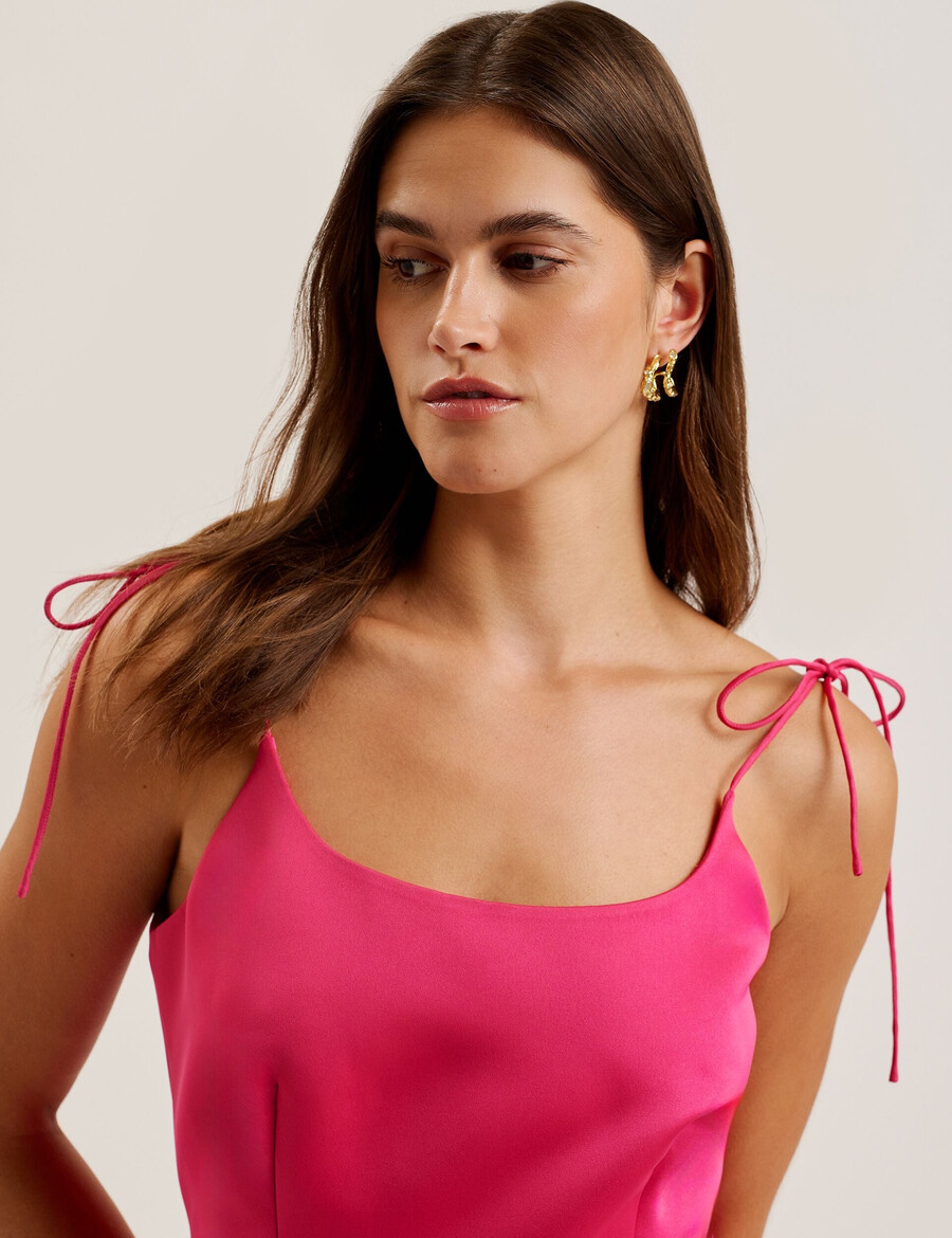 kavala - vestido mini con escote cuadrado y tirantes anudados