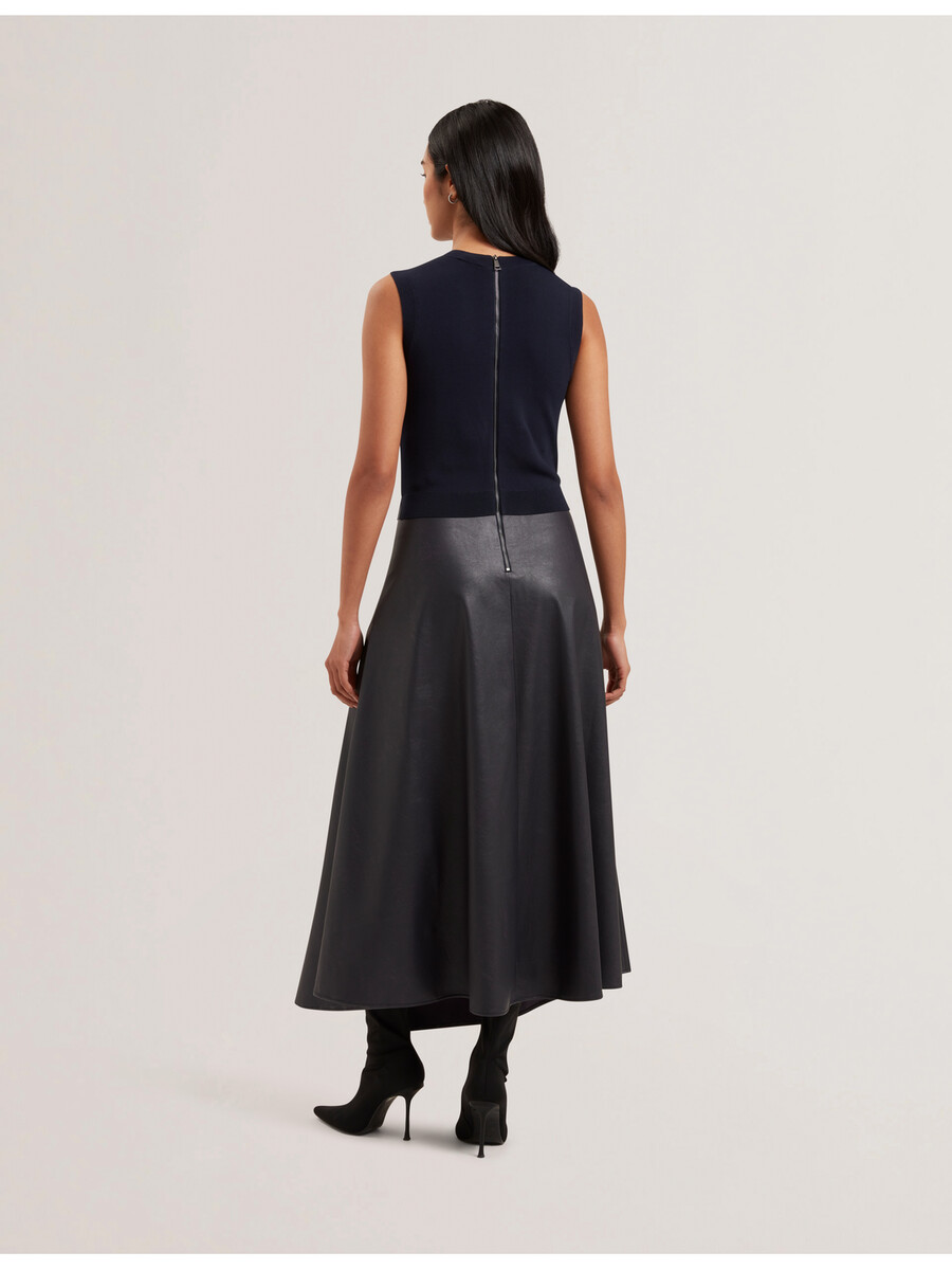 labasa - vestido midi de punto efecto piel sin mangas