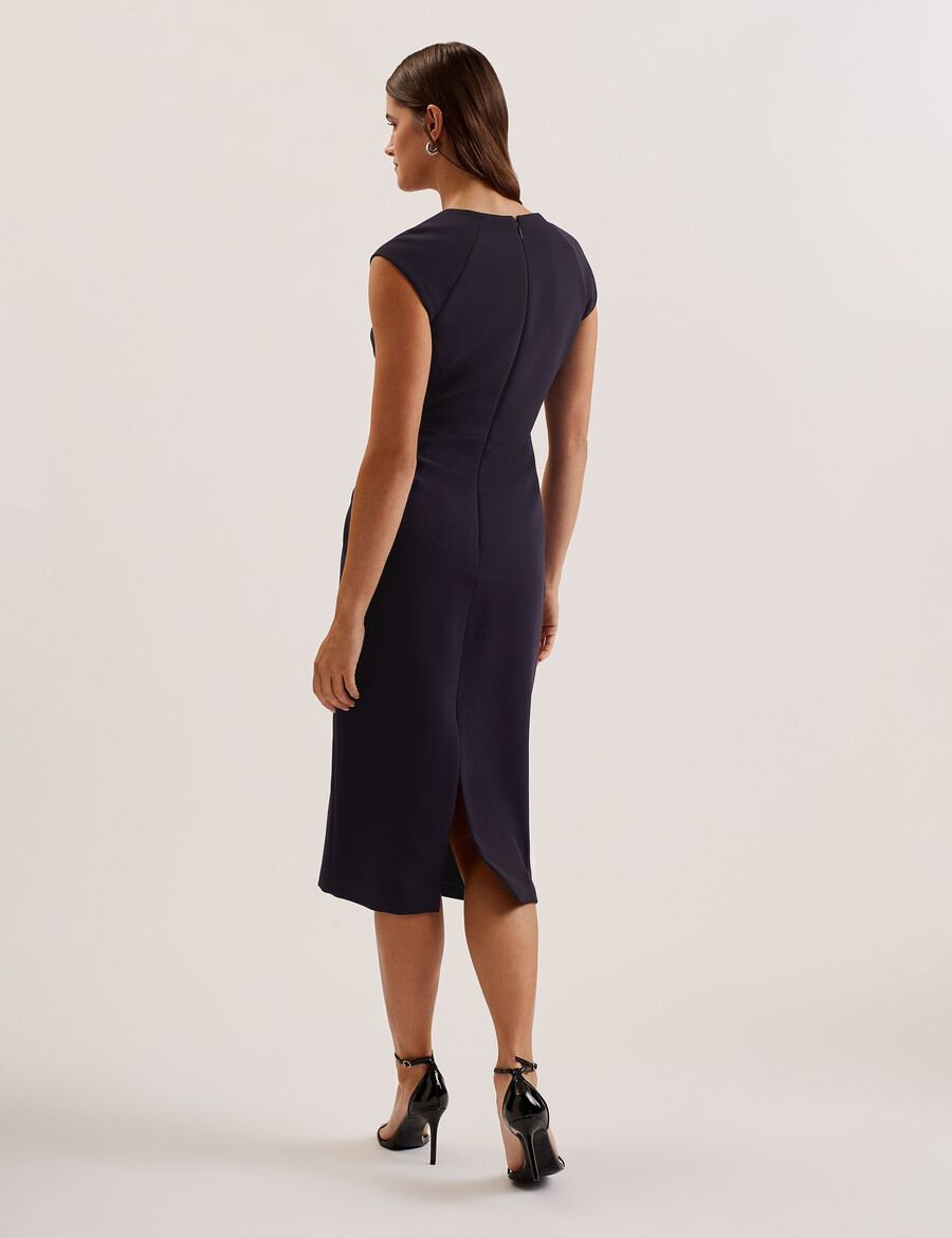 bayree - vestido tubo midi con escote plegado