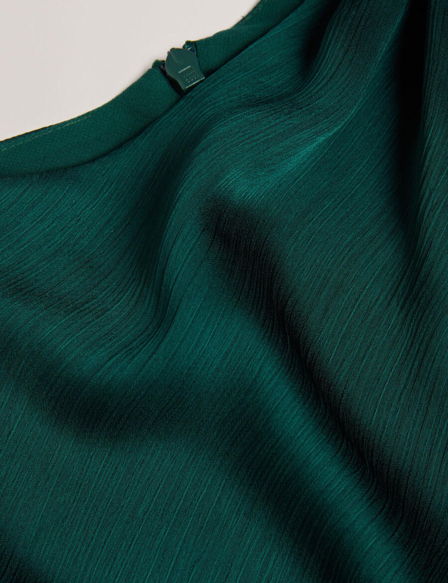 rimini - vestido midi de gasa con escote drapeado