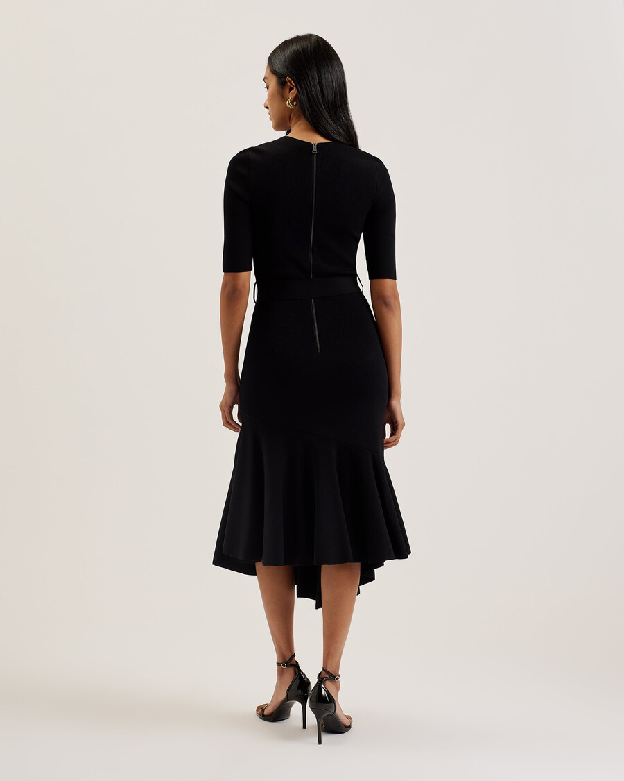 samalee - vestido midi de punto con dobladillo volteado