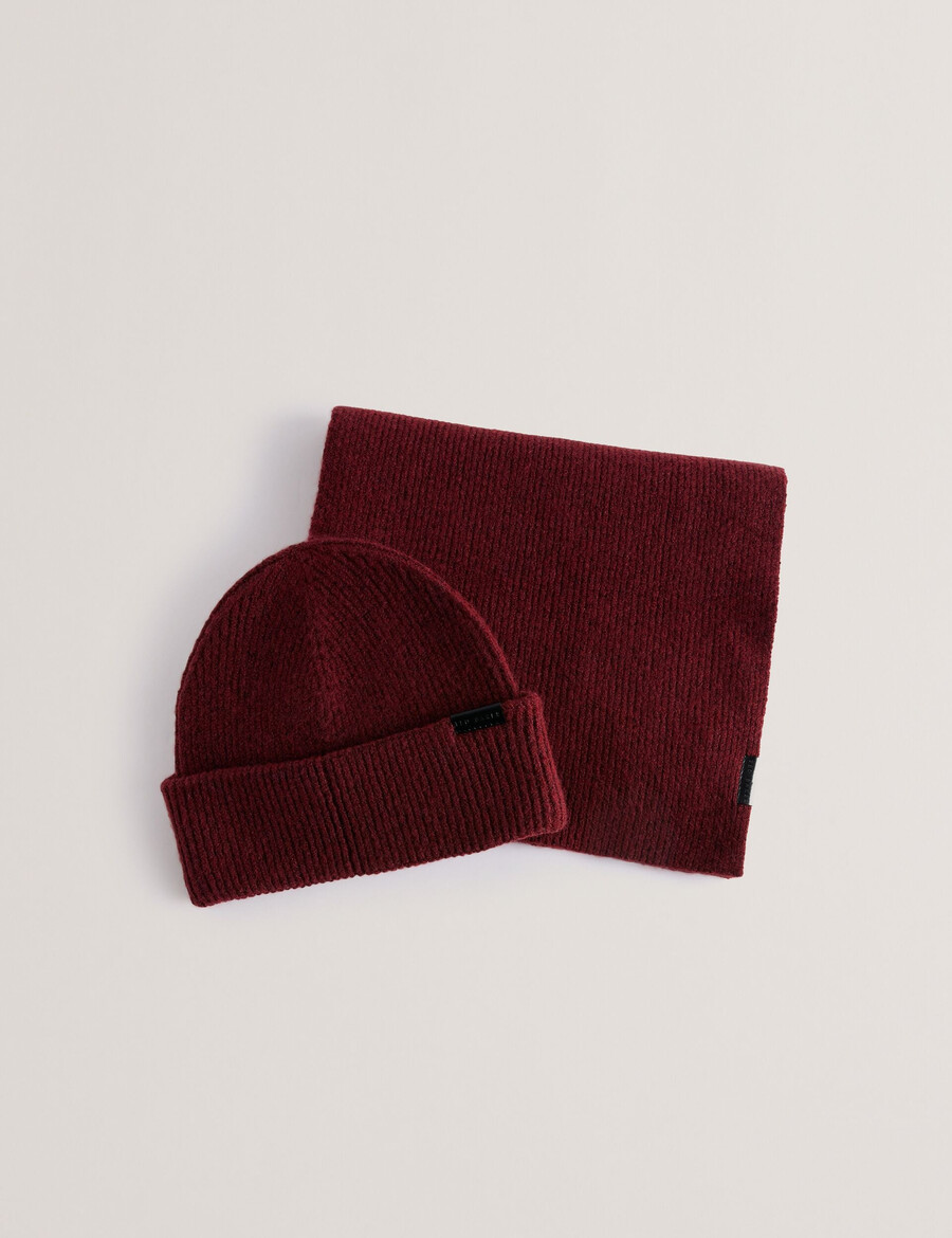 alliies - conjunto de gorro y bufanda de punto de canalé