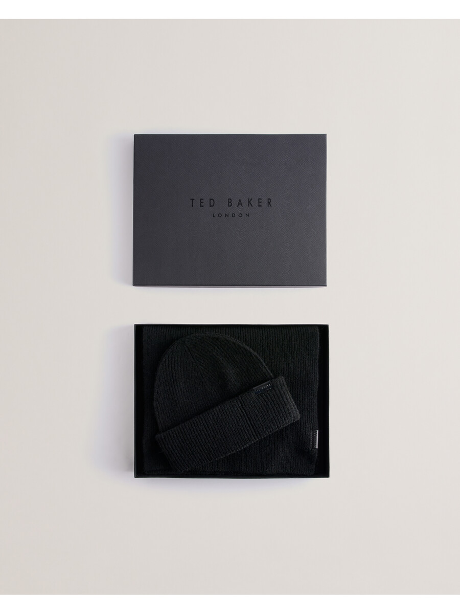 alliies - conjunto de gorro y bufanda de punto de canalé