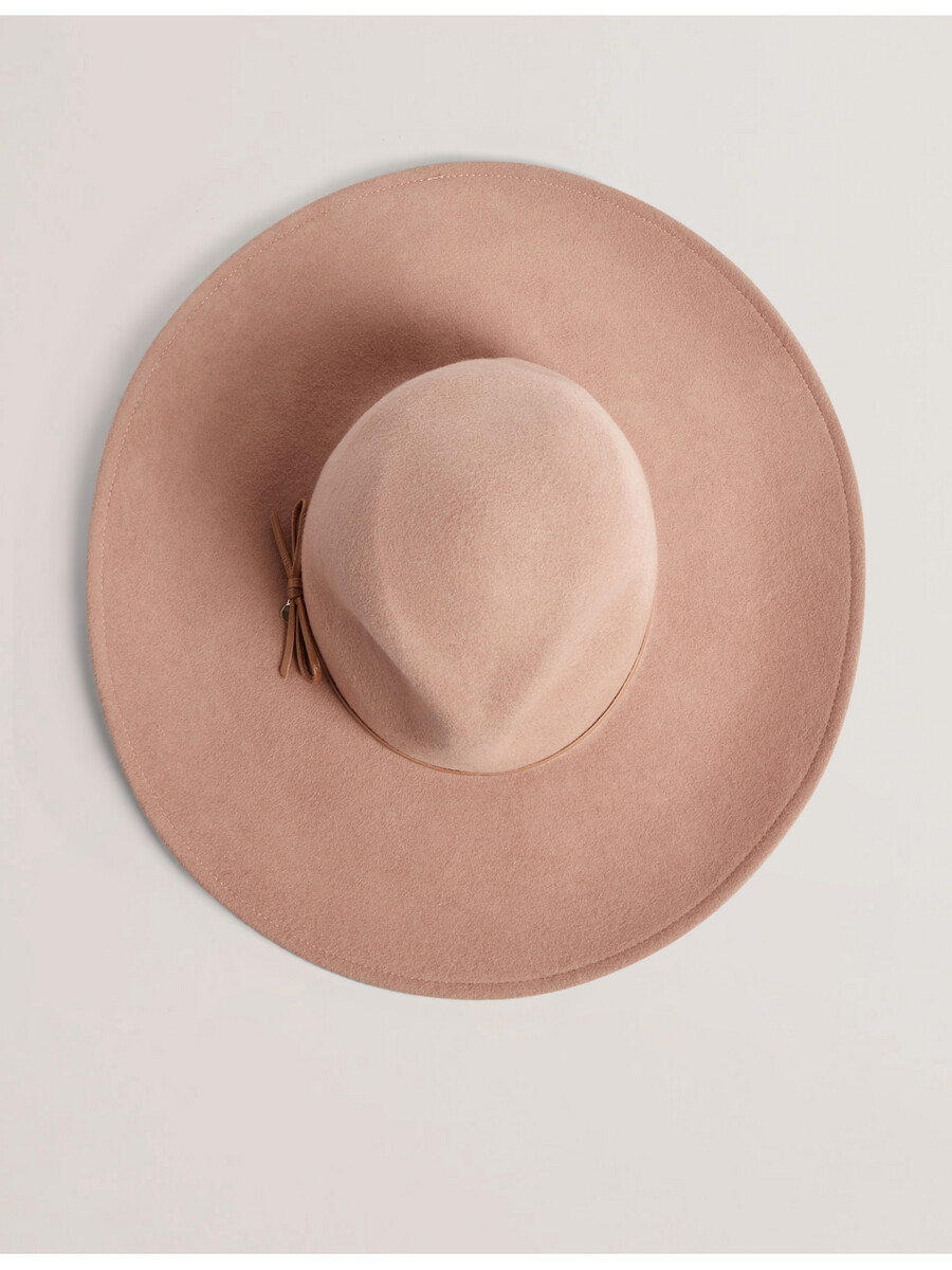 abbiiio - sombrero fedora de pura lana con detalle de lazo
