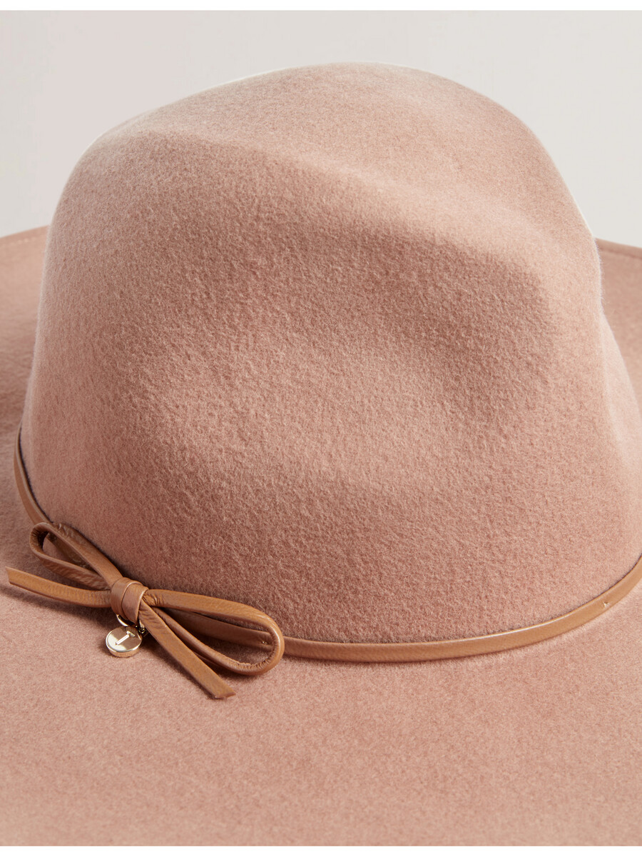 abbiiio - sombrero fedora de pura lana con detalle de lazo