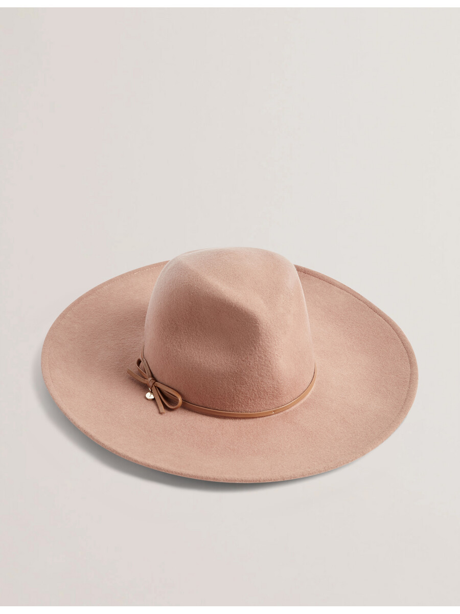 abbiiio - sombrero fedora de pura lana con detalle de lazo