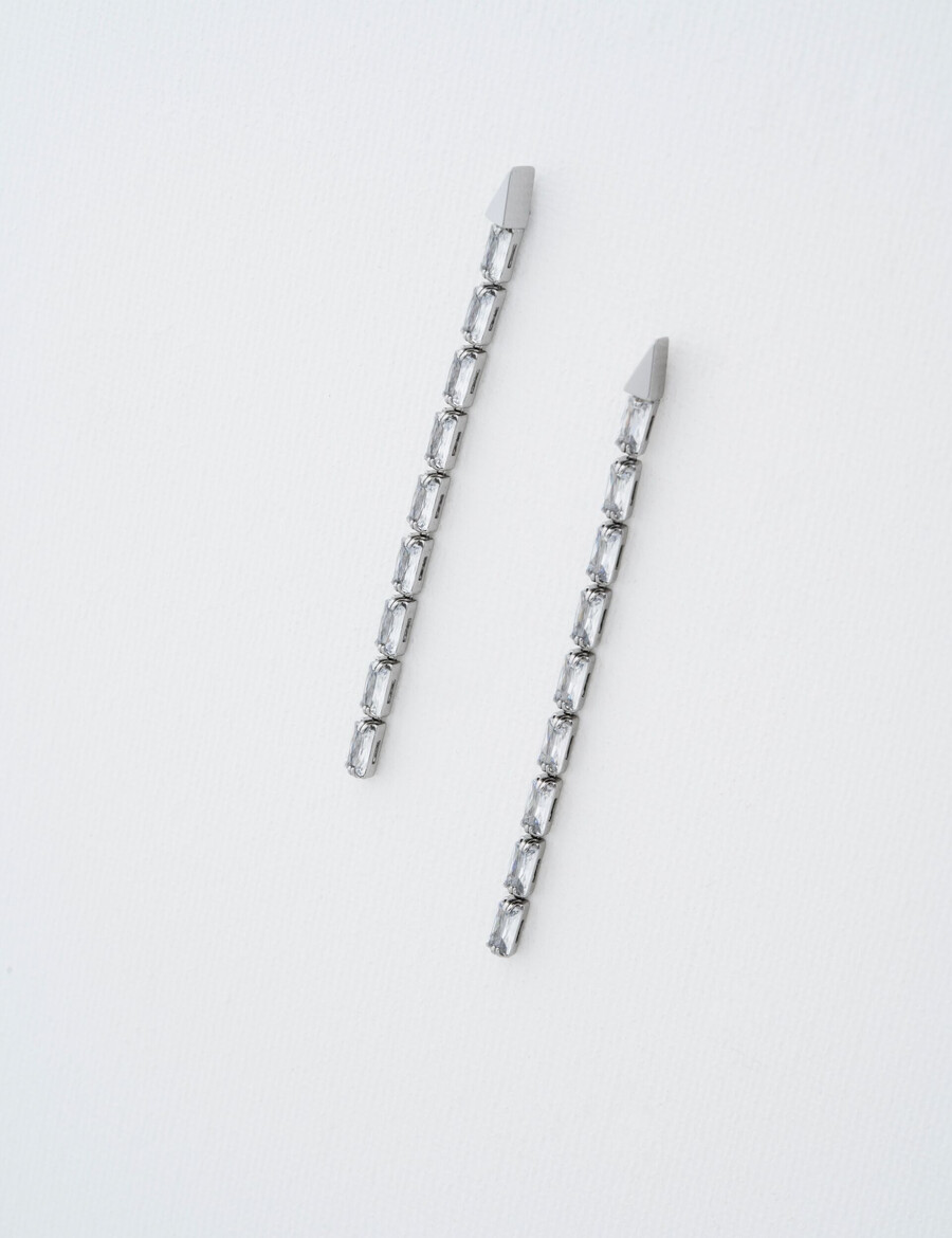 isalie - pendientes largos de cristal con forma de baguette