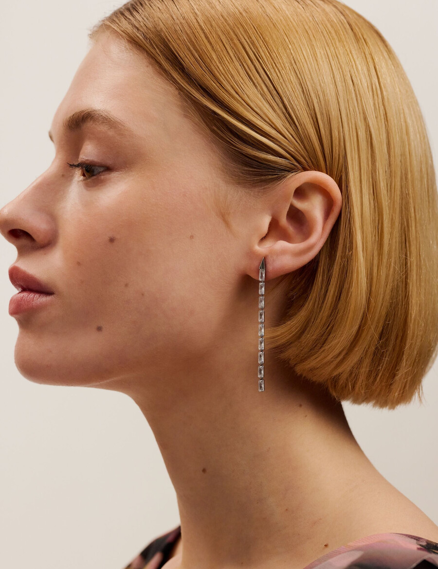 isalie - pendientes largos de cristal con forma de baguette