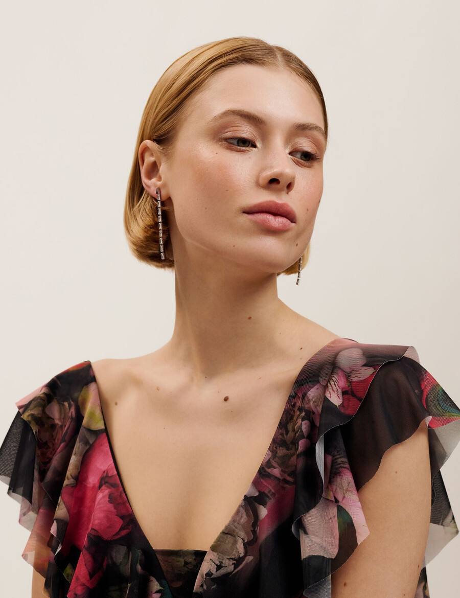 isalie - pendientes largos de cristal con forma de baguette