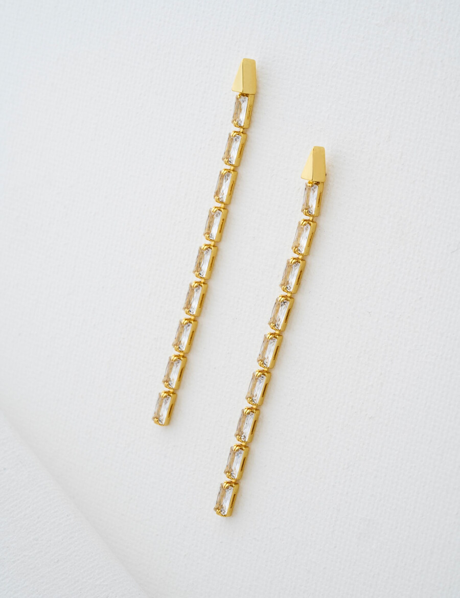 isalie - pendientes largos de cristal con forma de baguette