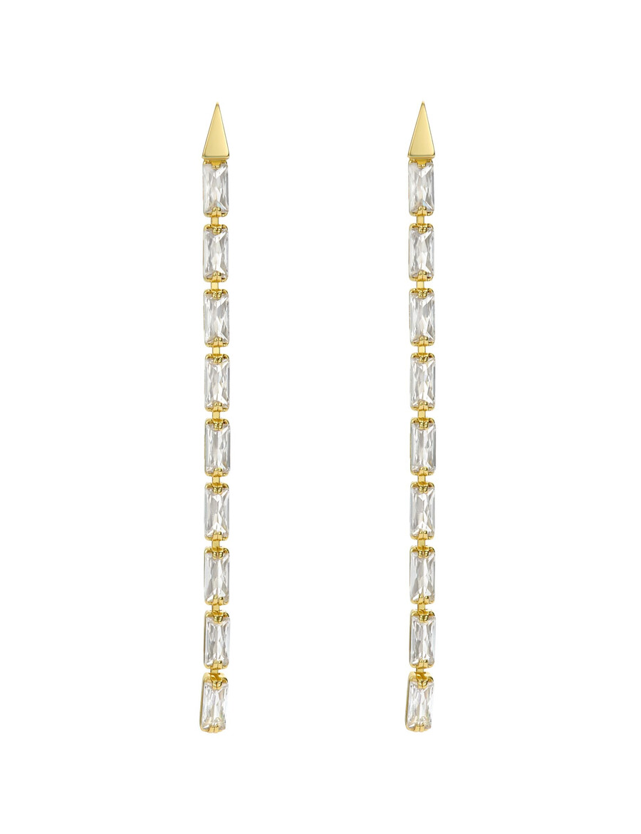 isalie - pendientes largos de cristal con forma de baguette