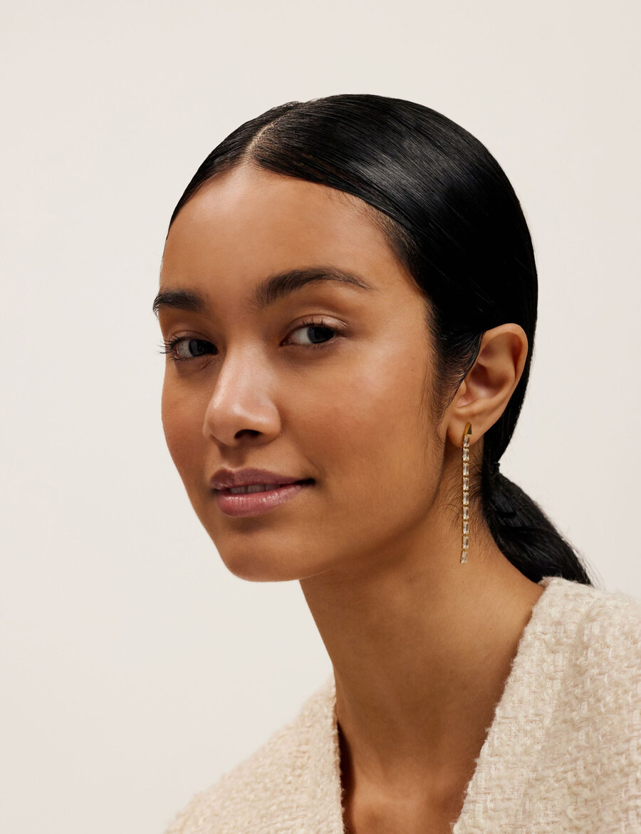 isalie - pendientes largos de cristal con forma de baguette