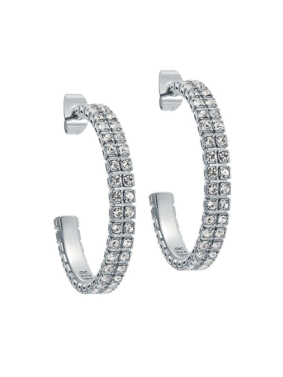 pendientes medianos de aro con doble cristal