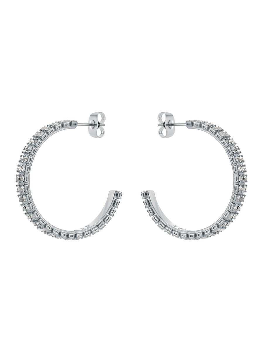 pendientes medianos de aro con doble cristal