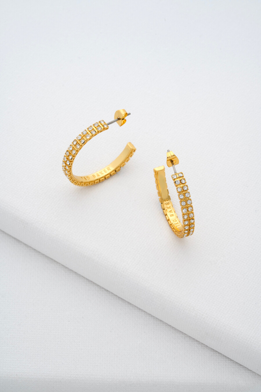 pendientes medianos de aro con doble cristal