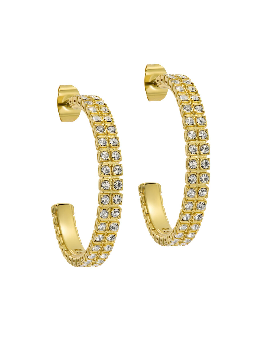 pendientes medianos de aro con doble cristal