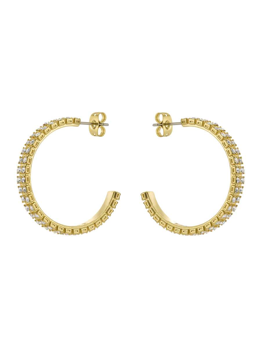 pendientes medianos de aro con doble cristal