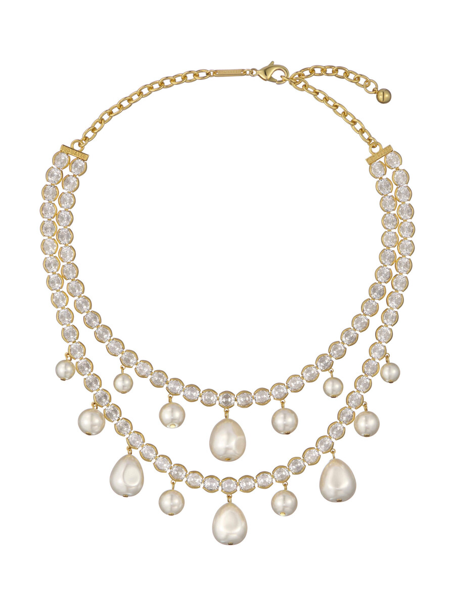 collar llamativo de perlas y cristales divinaa