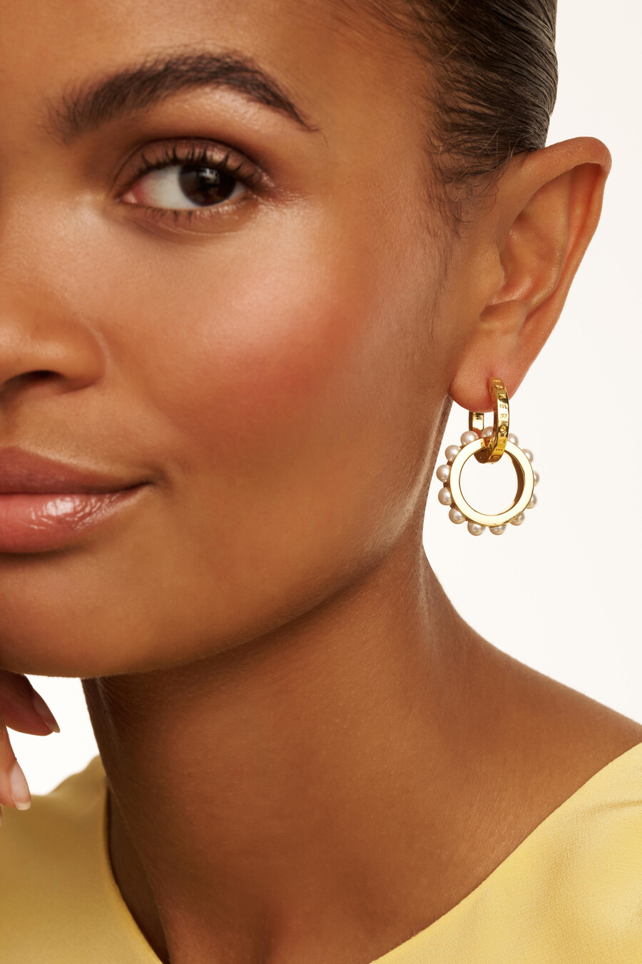 lorrie - pendientes colgantes con eslabones y logotipo doble