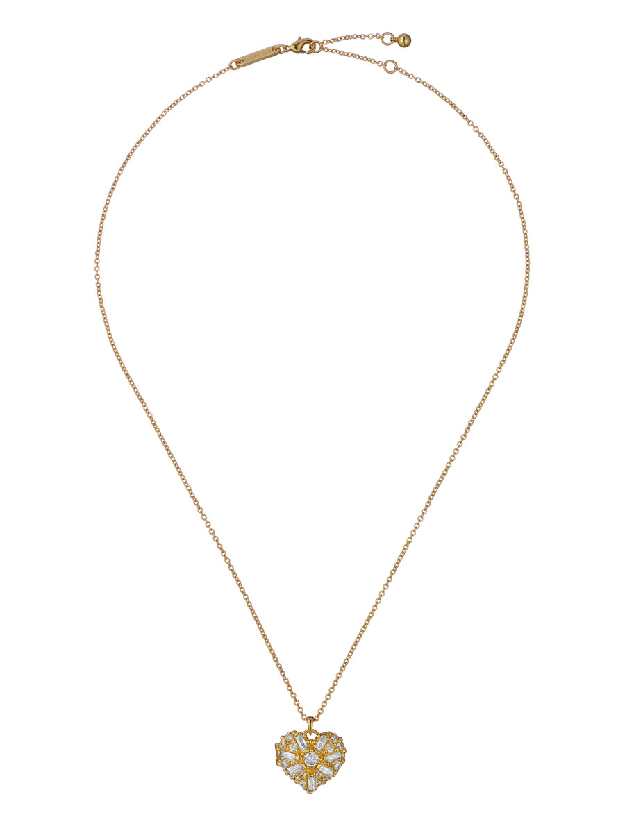 cherish - collar con colgante de medallón en forma de corazón con cristales