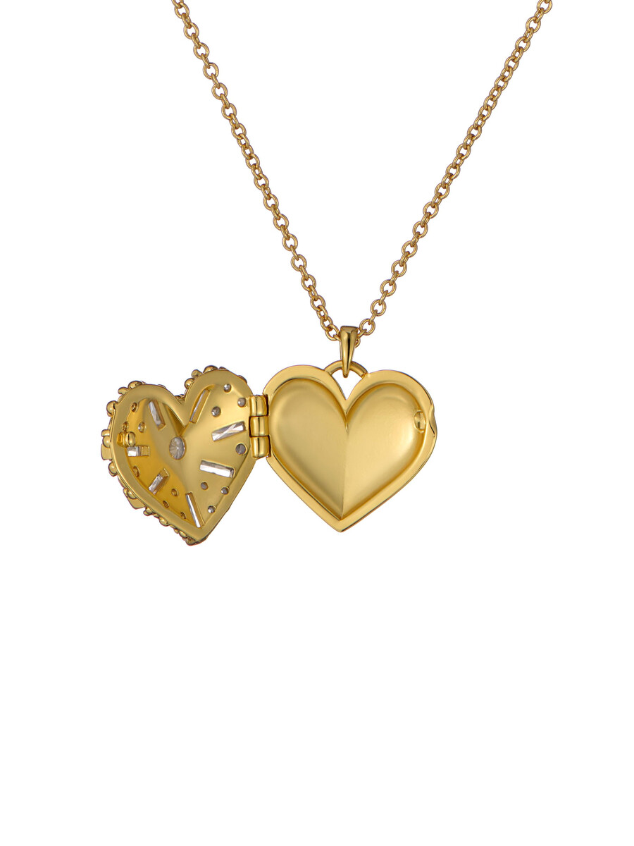 cherish - collar con colgante de medallón en forma de corazón con cristales