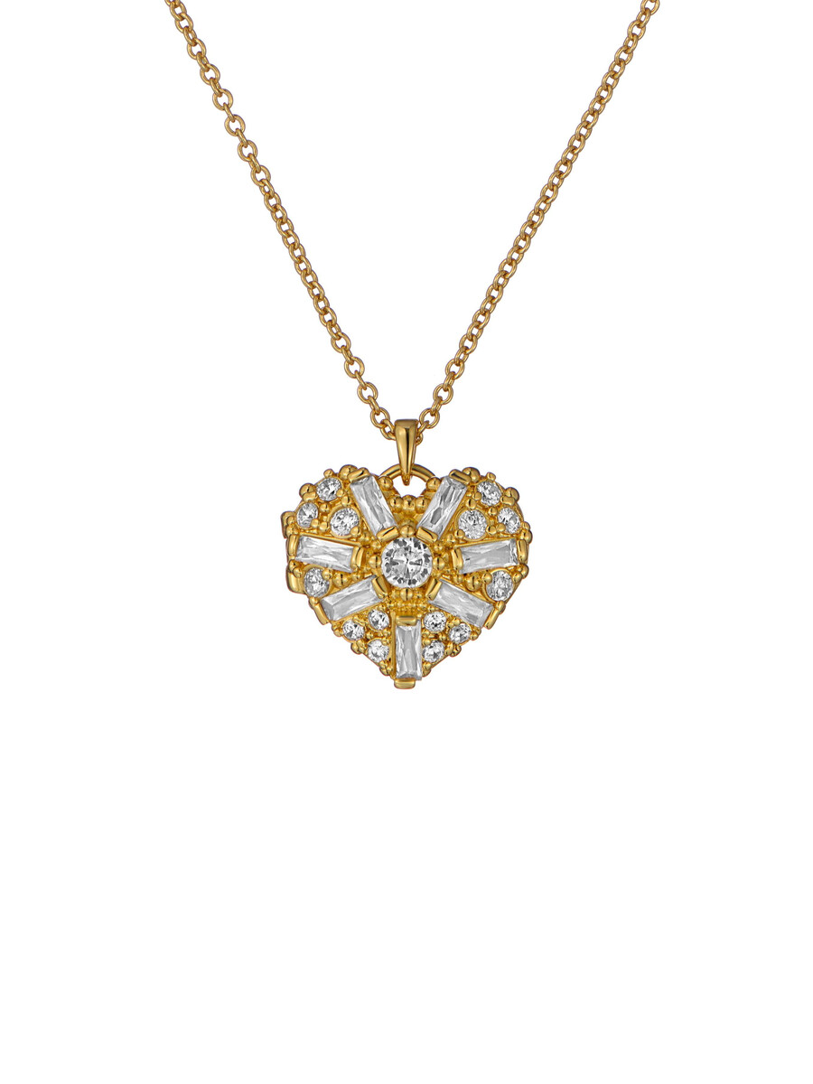 cherish - collar con colgante de medallón en forma de corazón con cristales