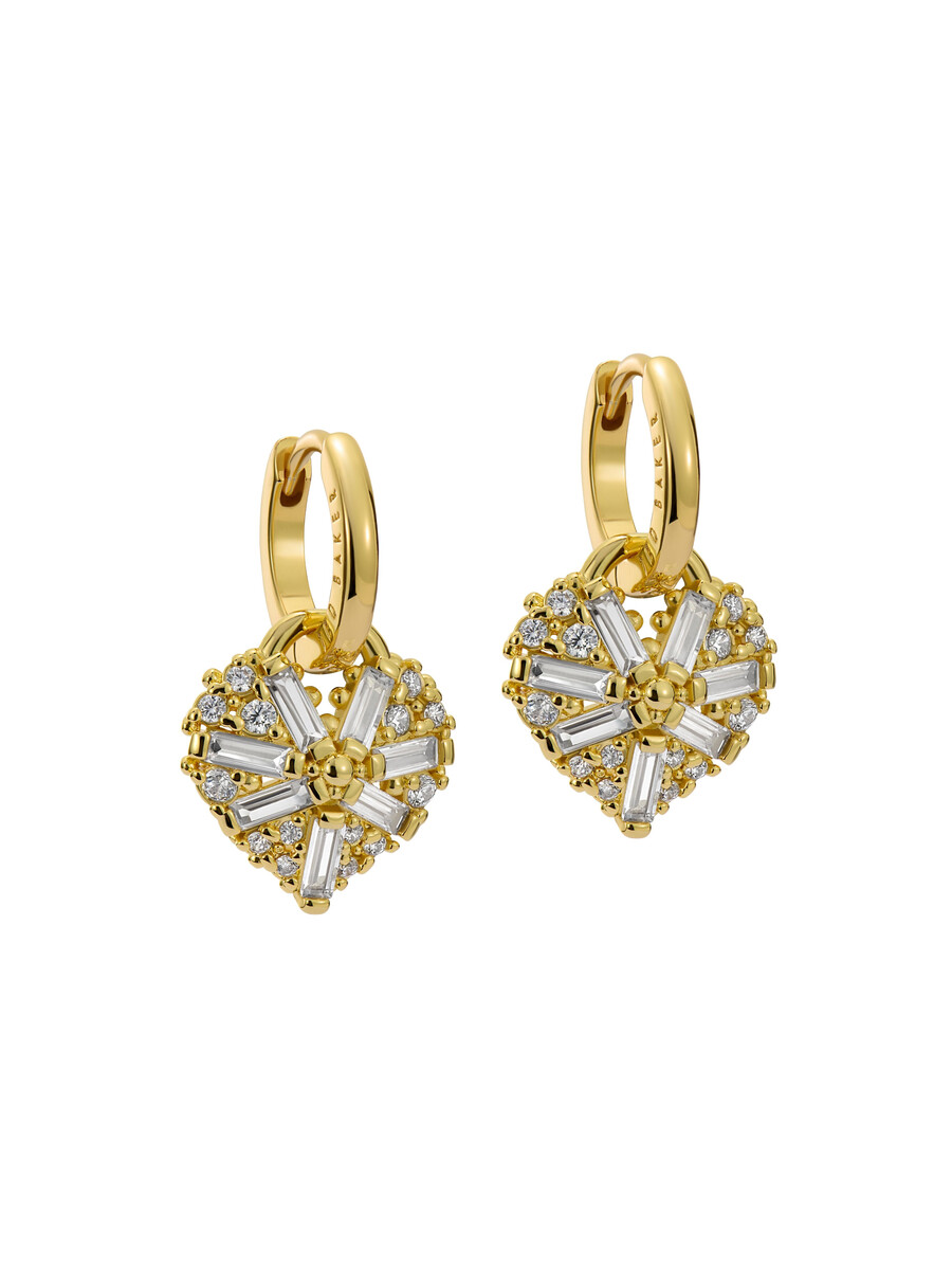 cherise - pendientes colgantes tipo aro con forma de corazón y cristales
