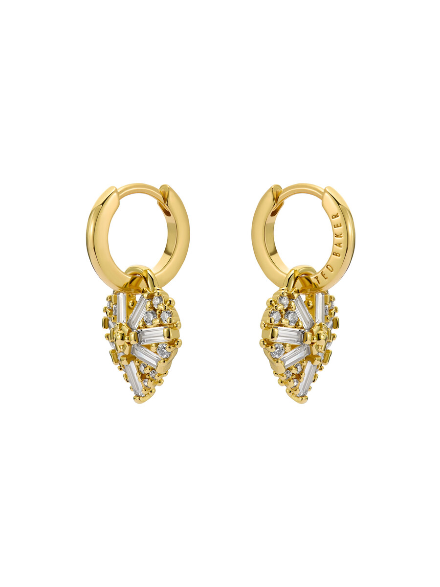 cherise - pendientes colgantes tipo aro con forma de corazón y cristales