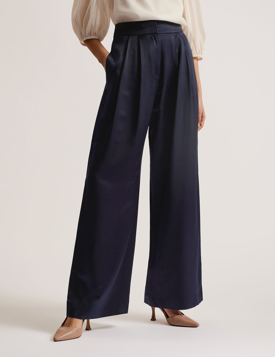 teerut - pantalones anchos de satén con largo entallado