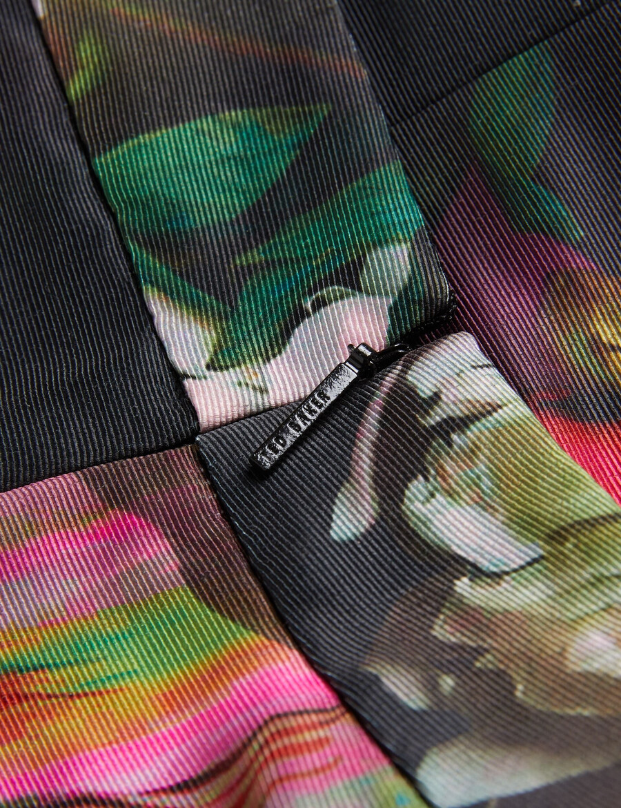 okunit - pantalones de vestir con estampado floral y pernera cónica