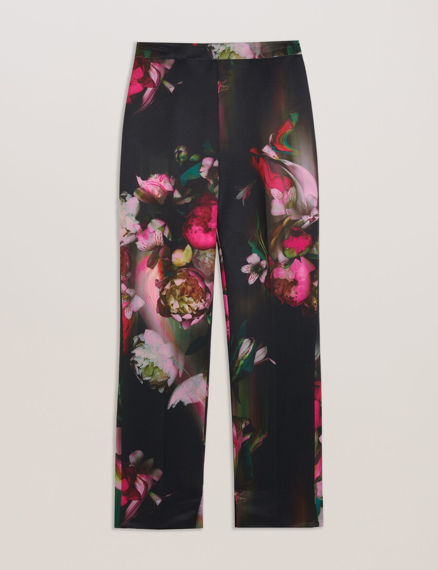 okunit - pantalones de vestir con estampado floral y pernera cónica