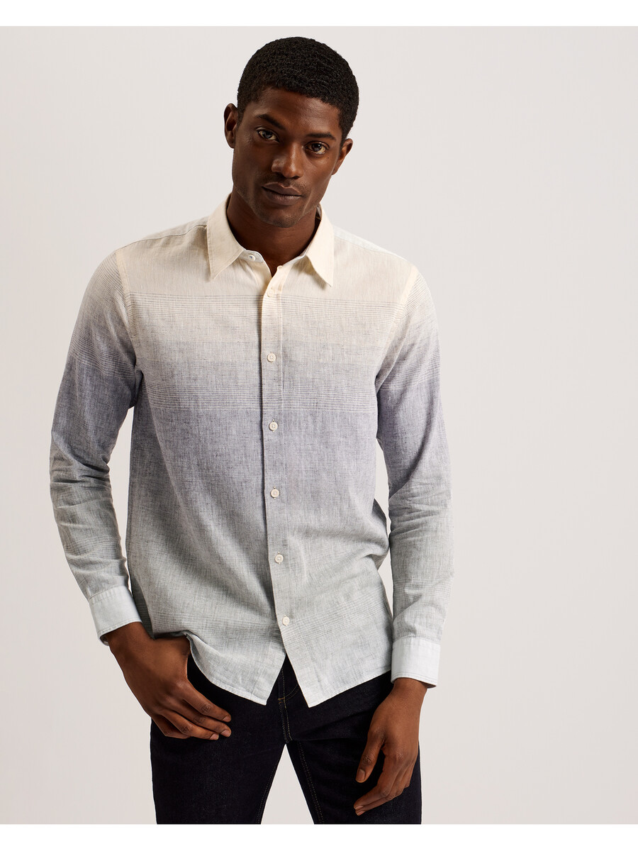 ackley - camisa de manga larga con estampado ombré regular