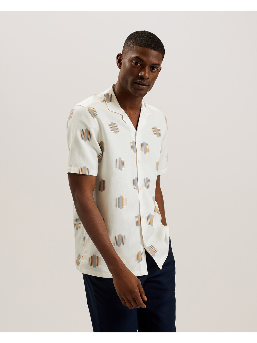 dimitre - camisa de manga corta de mezcla de algodón estampada