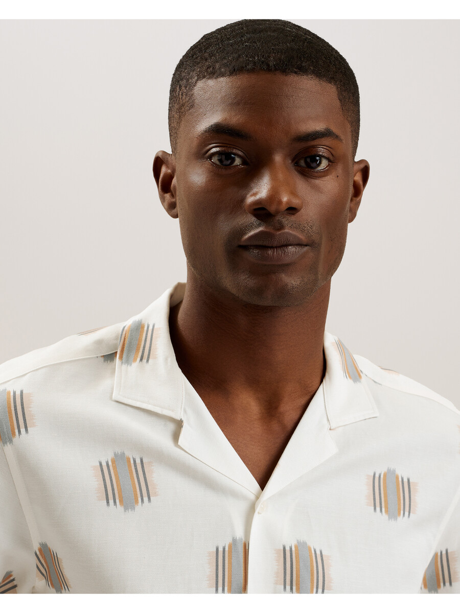 dimitre - camisa de manga corta de mezcla de algodón estampada