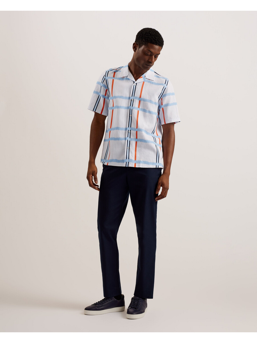 gardon - camisa relajada de manga corta con estampado de cuadros