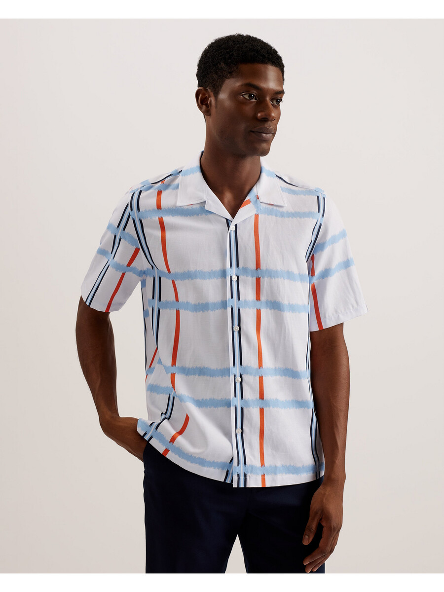 gardon - camisa relajada de manga corta con estampado de cuadros