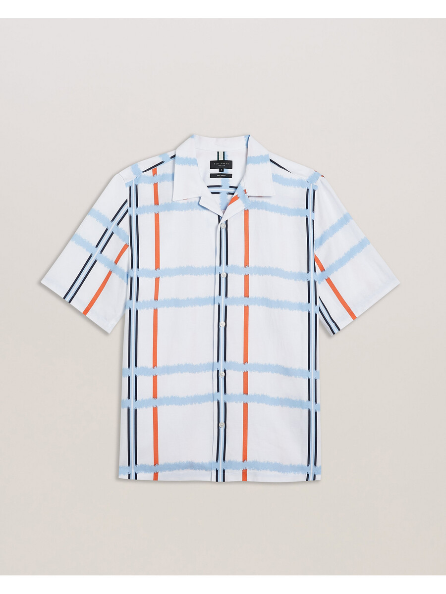 gardon - camisa relajada de manga corta con estampado de cuadros