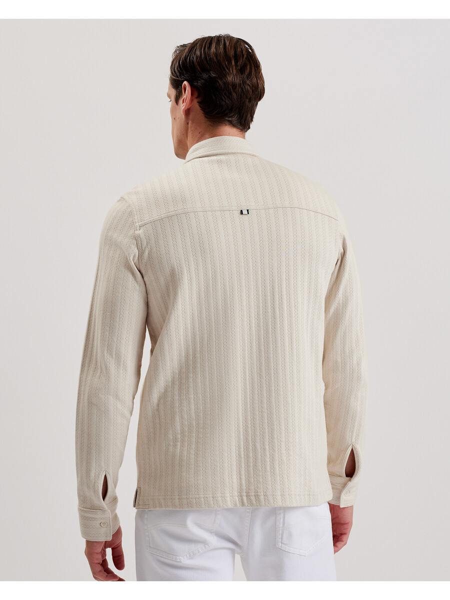 belza - camisa de algodón texturizado con bolsillos utilitarios