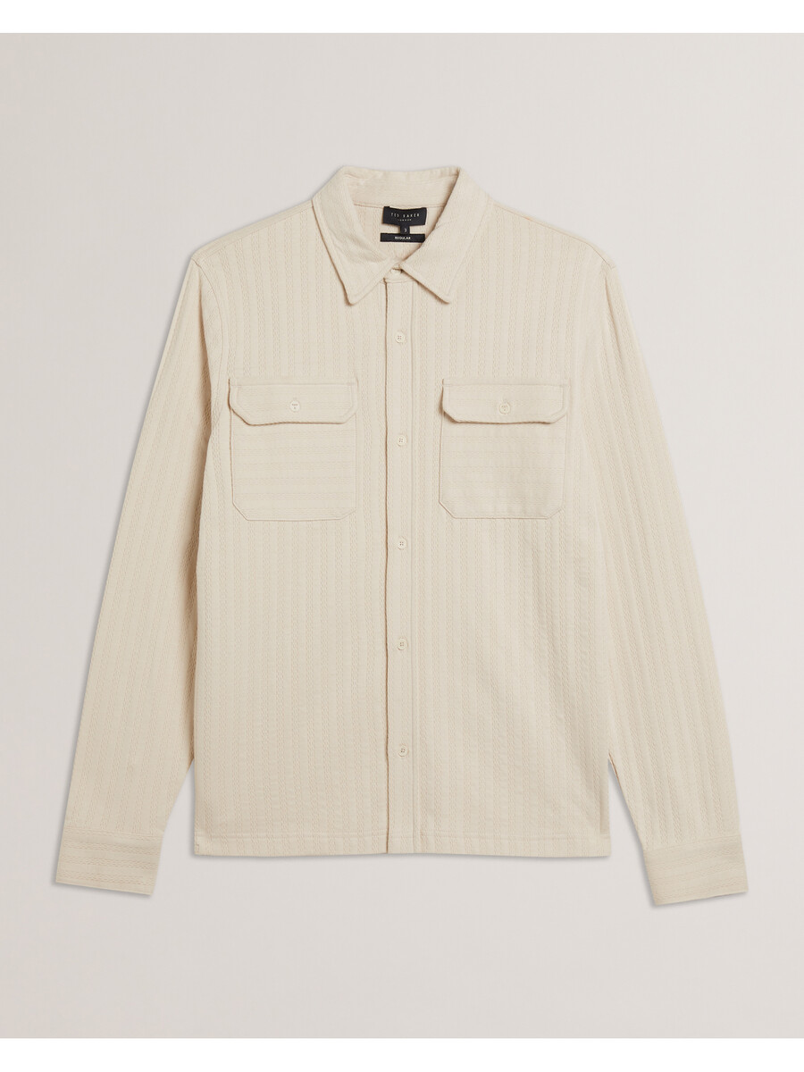 belza - camisa de algodón texturizado con bolsillos utilitarios